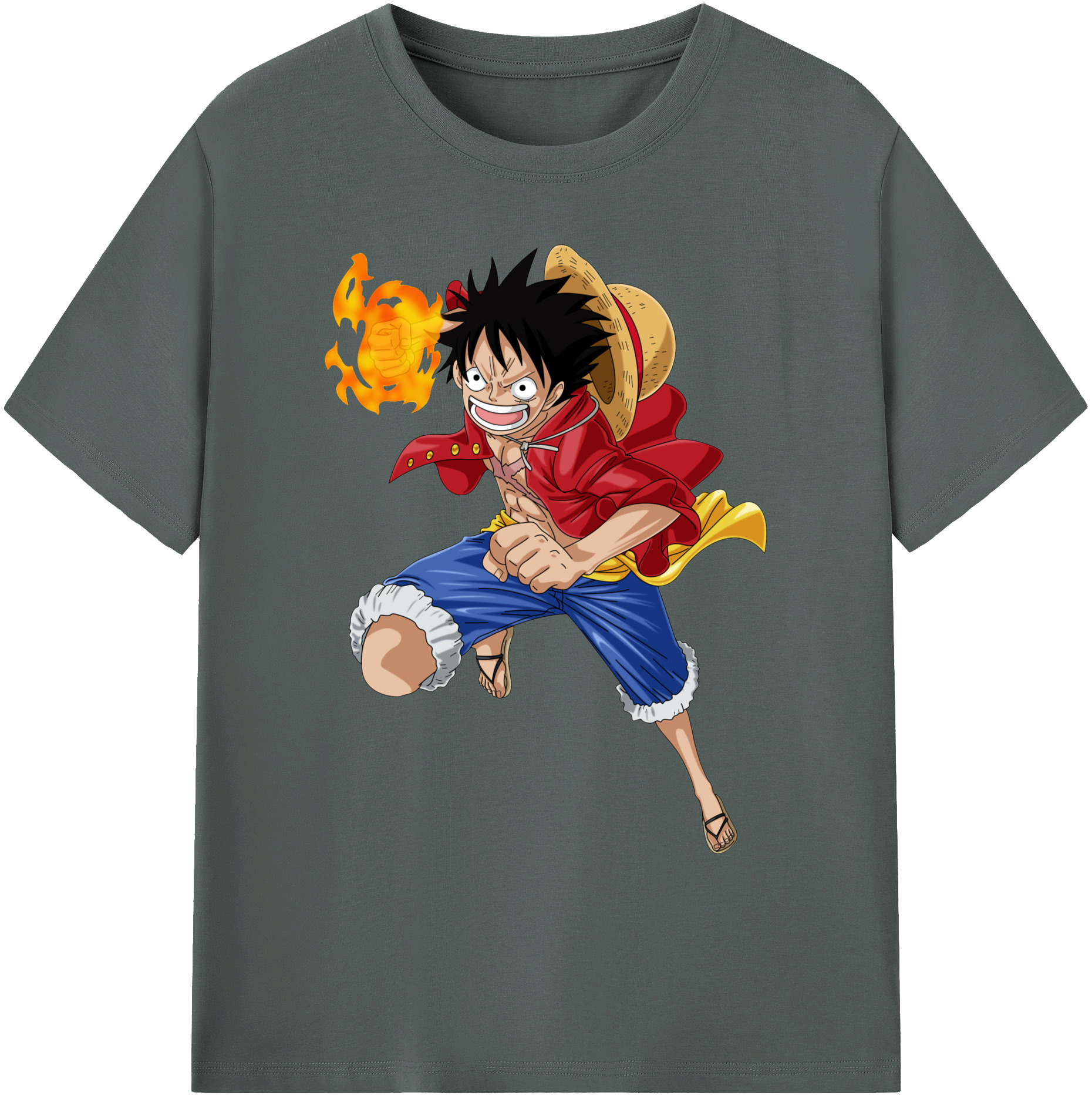 ワンピース モンキー・D・ルフィ ONE PIECE Monkey D. Luffy 綿100％ メンズ半袖Tシャツ｜肌触りやわらか＆通気性